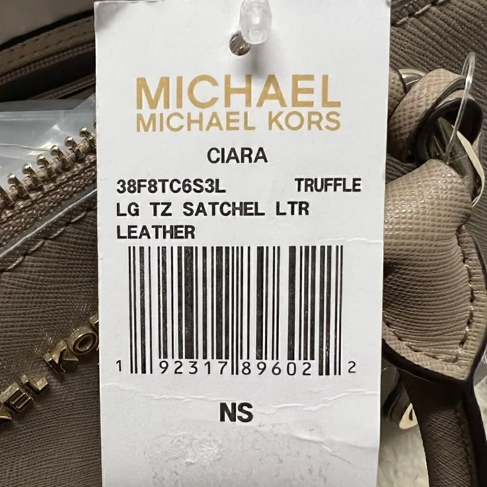🔥🎁NWT! Michael Kors CIARA Satchel Handbag Large Truffle Msrp:$428.00